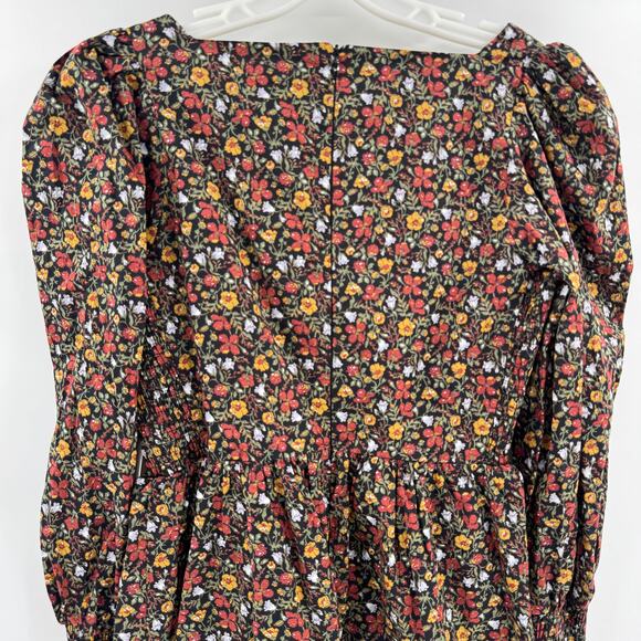 Hyacinth House Tuckernuck Mini Dress Dark Floral Sz XS LS Square Neck - Picture 3 of 6